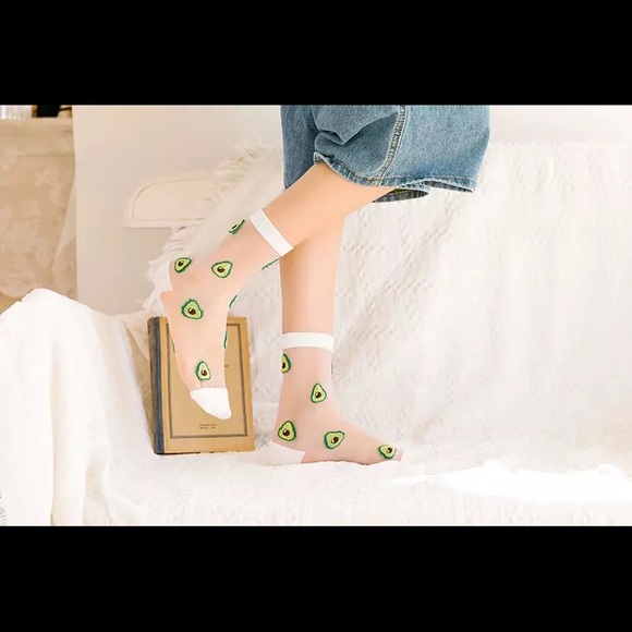 Transparent Casual Socks with Avocado print 🥑 - Picture 3 of 4